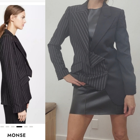 Nwot Monse MET GALA 2025 Farfetch two tone skinny corpcore pinstriped blazer 4 - Picture 7 of 7